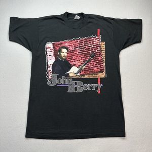 Vintage John Berry Shirt Mens XL Black 1994 Tour Band Concert Tee Autographed
